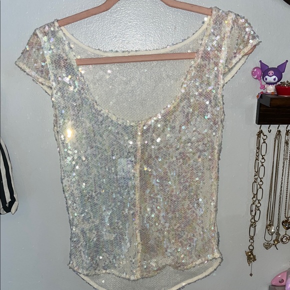 Free People Late Last Night Sequin Tee - Picture 7 of 9